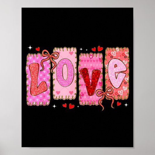 Preppy Love Valentine Nk Coquette Bow Girl Women K ポスター (正面)