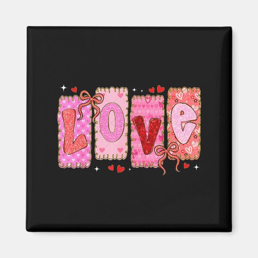 Preppy Love Valentine Nk Coquette Bow Girl Women K マグネット (正面)