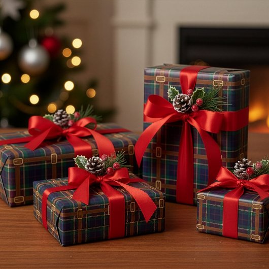 Preppy Lux Christmas Plaid ラッピングペーパー