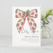 Preppy Luxury Berry Bow Coquette Clean Baby Shower 招待状 (スタンド正面)