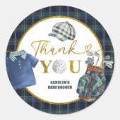 Preppy Luxury Golf Baby Shower Thank You Sticker ラウンドシール (正面)