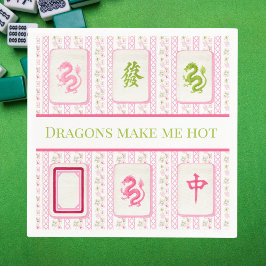 Preppy Mahjong Dragons Make Me Hot Funny スタンダードカクテルナプキン