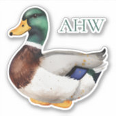 Preppy Mallard Duck Monogram シール (正面)