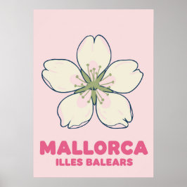 Preppy Mallorca Flower Poster – Pink Aesthetic ポスター