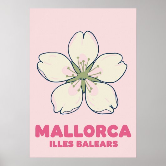 Preppy Mallorca Flower Poster – Pink Aesthetic ポスター (正面)