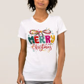 Preppy Merry Christmas Coquette Bow Xmas  Tシャツ (正面)