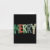 Preppy Merry,christmas Funny Froral Checkered Gift カード (正面)