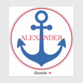 Preppy Nautical Anchor Personalized シール (シート)
