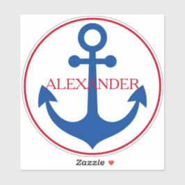 Preppy Nautical Anchor Personalized シール