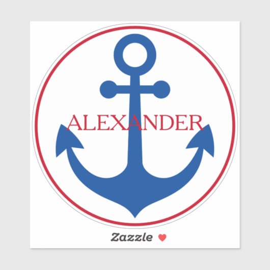 Preppy Nautical Anchor Personalized シール (シート)