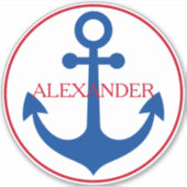 Preppy Nautical Anchor Personalized シール (正面)