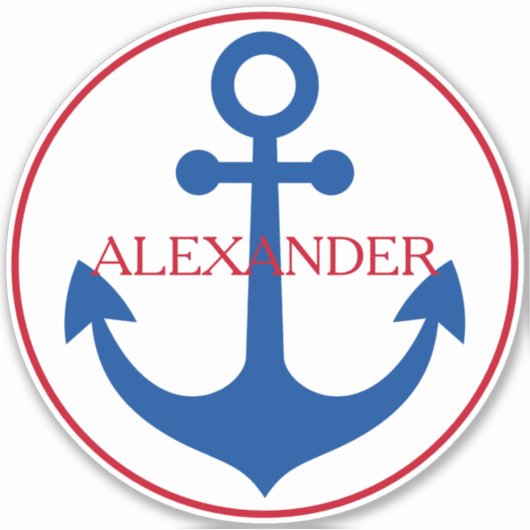 Preppy Nautical Anchor Personalized シール (正面)