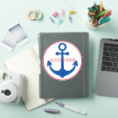 Preppy Nautical Anchor Personalized シール (iPadカバー)