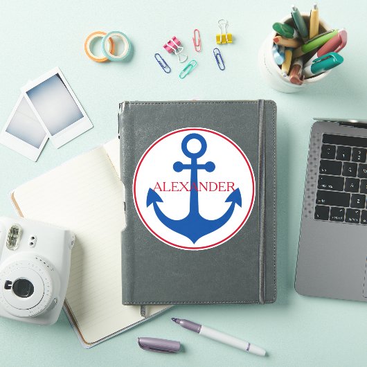 Preppy Nautical Anchor Personalized シール (iPadカバー)