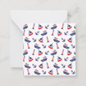 Preppy Nautical Sailboats Monogram ノートカード (裏面)
