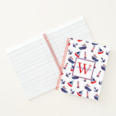 Preppy Nautical Sailboats Monogram ノートブック (内部)