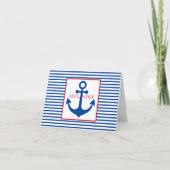 Preppy Nautical Stripes and Anchor Personalized ノートカード (正面)