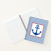 Preppy Nautical Stripes and Anchor Personalized ノートブック (内部)