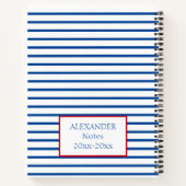 Preppy Nautical Stripes and Anchor Personalized ノートブック (裏面)