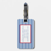 Preppy Nautical Stripes and Anchor Personalized ラゲッジタグ (裏面縦)