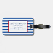 Preppy Nautical Stripes and Anchor Personalized ラゲッジタグ (裏面横)