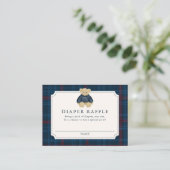 Preppy Navy Plaid Teddy Bear Diaper Raffle エンクロージャーカード (スタンド正面)