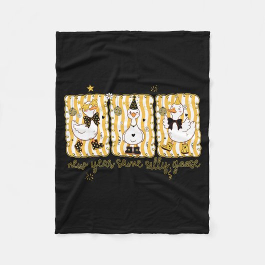 Preppy New Year Same Silly Goose Coquette Bow Happ フリースブランケット (正面)