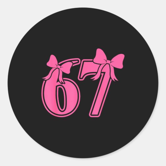 Preppy Nk Coquette Bow Lace 67 Six Seven Meme Wome ラウンドシール (正面)