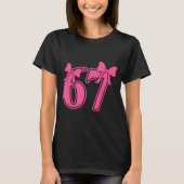 Preppy Nk Coquette Bow Lace 67 Six Seven Meme Wome Tシャツ (正面)