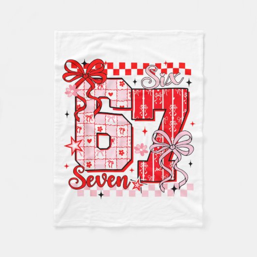 Preppy Nk Valentine 67 Six Seven Meme Valentines D フリースブランケット (正面)