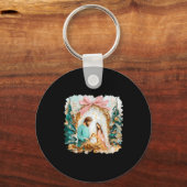 Preppy Painted Christian Nativity Scene God Faith  キーホルダー (正面)