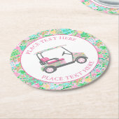 Preppy Palm Beach Golf Cart ラウンドペーパーコースター (アングル)