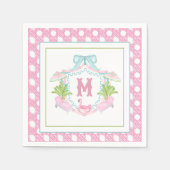 Preppy Palm Beach Monogram Crest スタンダードカクテルナプキン (正面)