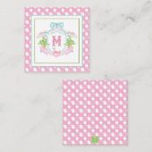 Preppy Palm Beach Monogram Crest ノートカード (正面/裏面)