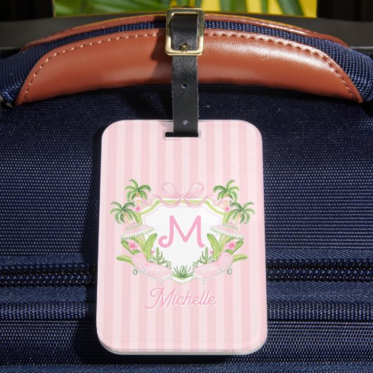 Preppy Palm Beach Monogram Crest ラゲッジタグ (正面インサイチュ2)