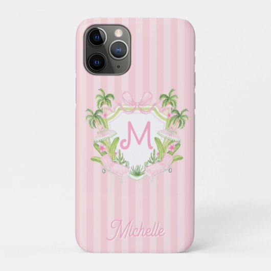 Preppy Palm Beach Monogram Crest Case-Mate iPhoneケース (裏)