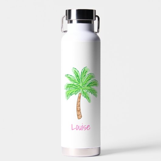 Preppy Palm Tree Personalized  ウォーターボトル (正面)