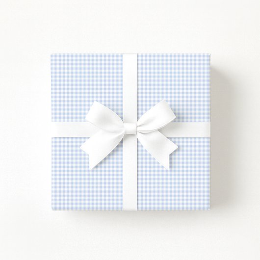 Preppy Pastel blue Gingham Wrapping Paper ラッピングペーパー