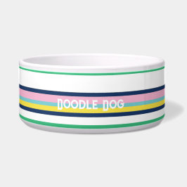 Preppy Pastel Stripes Personalized Dog Bowel ボウル