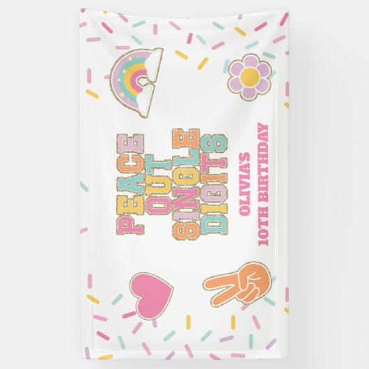 Preppy Patch Hello Double Digits 10th Birthday 横断幕 (縦)
