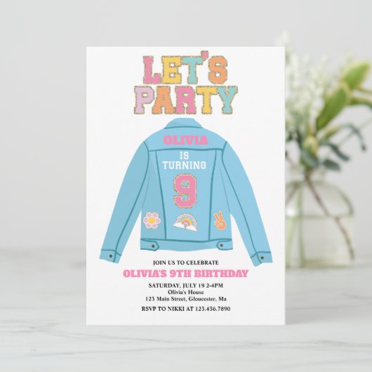 Preppy Patch jean jacket 9TH Birthday 招待状 (スタンド正面)