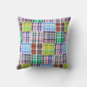 Preppy Patchwork Madras Plaid Pattern クッション (裏面)