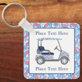 Preppy Patriotic Crabs Golf Cart キーホルダー (正面)