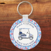 Preppy Patriotic Crabs Golf Cart キーホルダー (正面)
