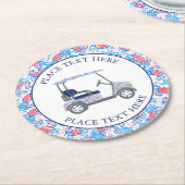 Preppy Patriotic Crabs Golf Cart ラウンドペーパーコースター (アングル)
