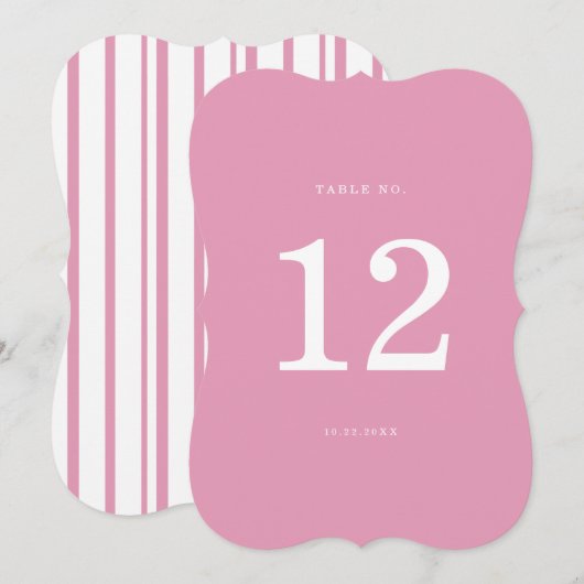 Preppy Peony Pink Chic Die Cut Wedding Table Numbe 招待状 (正面/裏面)
