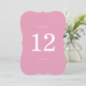 Preppy Peony Pink Chic Die Cut Wedding Table Numbe 招待状 (スタンド正面)