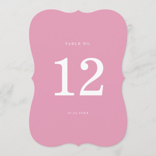 Preppy Peony Pink Chic Die Cut Wedding Table Numbe 招待状 (正面)