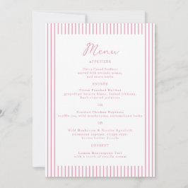 Preppy Peony Pink Chic Monogram Wedding Menu Card 招待状