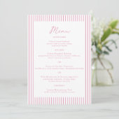 Preppy Peony Pink Chic Monogram Wedding Menu Card 招待状 (スタンド正面)